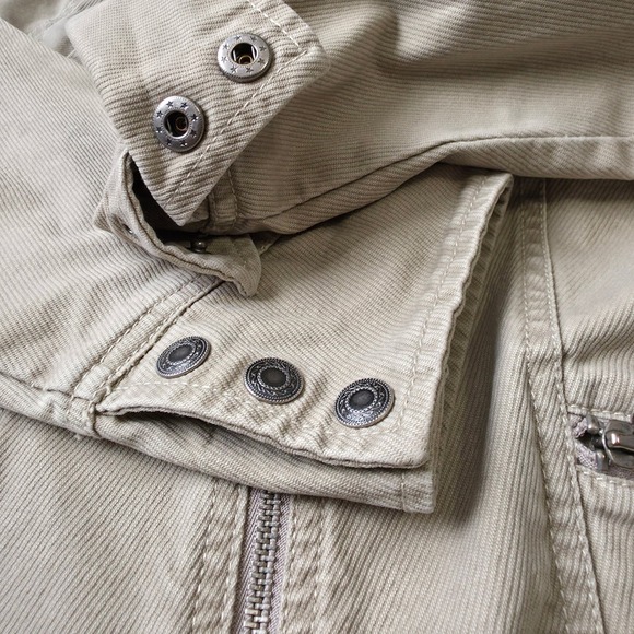 French Cuff Women's Khaki Utility Jacket‎ Medium Cotton Zip Front Pockets - Picture 8 of 8